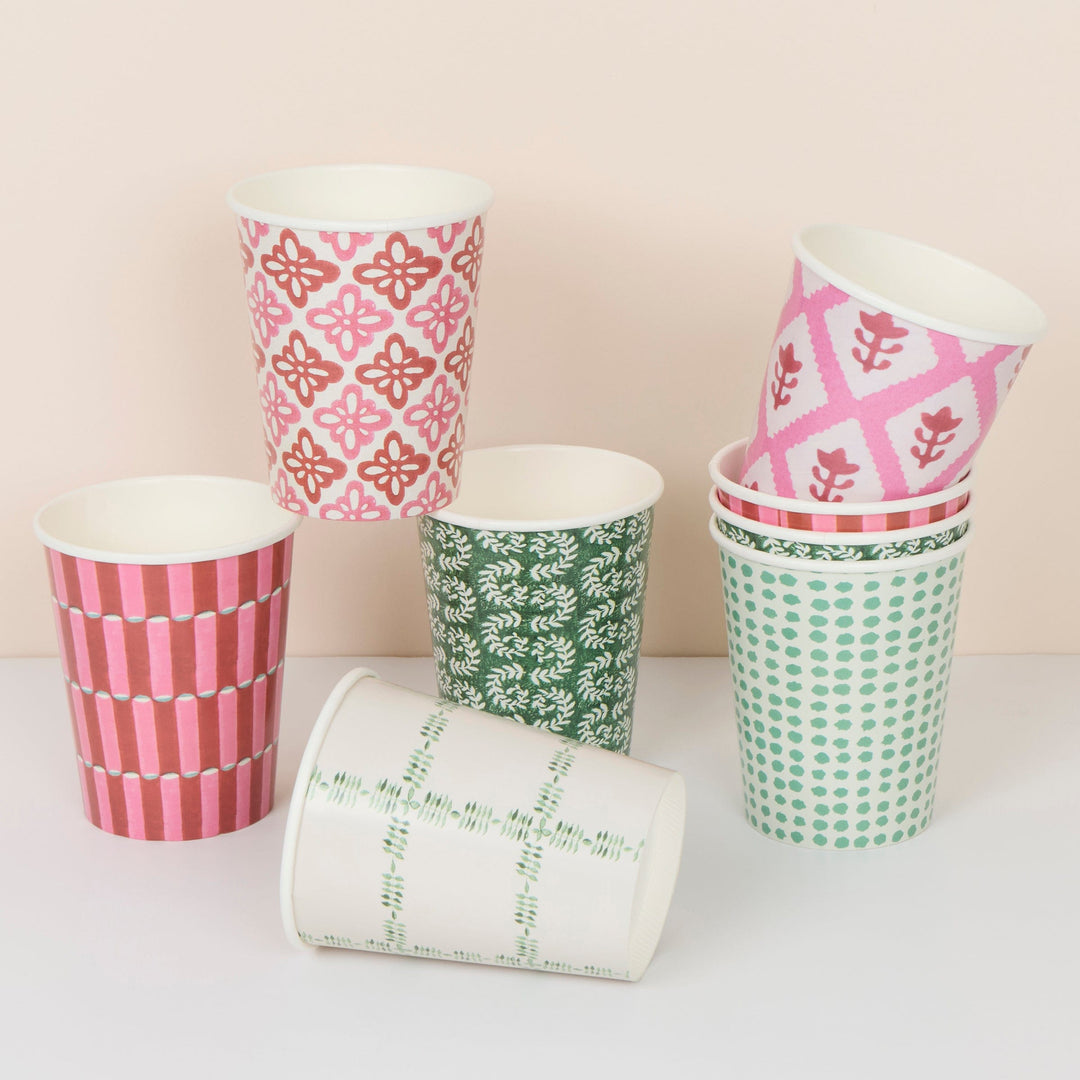 Meri Meri x Molly Mahon Red &amp; Green Christmas Party Cups x 8 | Meri Meri Christmas party cups Meri Meri x Molly Mahon Red &amp; Green Christmas Party Cups x 8