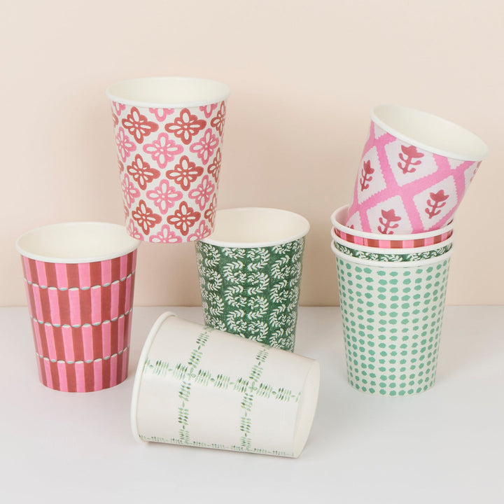 Meri Meri x Molly Mahon Red &amp; Green Christmas Party Cups x 8 | Meri Meri Christmas party cups Meri Meri x Molly Mahon Red &amp; Green Christmas Party Cups x 8