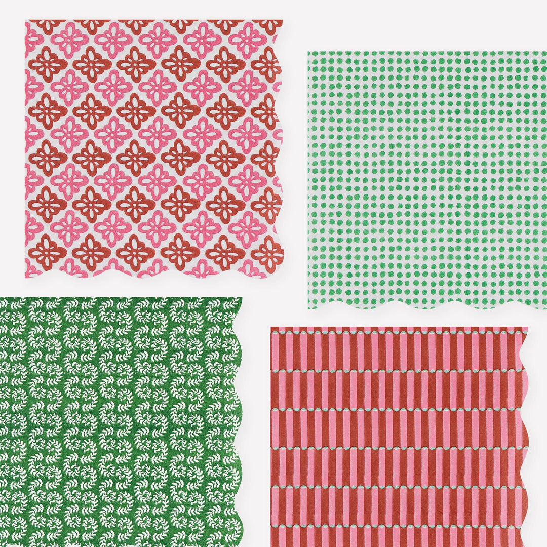 Meri Meri x Molly Mahon Red &amp; Green Large Christmas Party Napkins x 16 | Meri Meri Christmas party napkins Meri Meri x Molly Mahon Red &amp; Green Large Christmas Party Napkins x 16