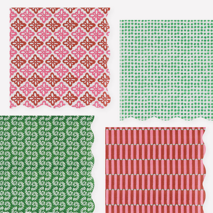 Meri Meri x Molly Mahon Red &amp; Green Large Christmas Party Napkins x 16 | Meri Meri Christmas party napkins Meri Meri x Molly Mahon Red &amp; Green Large Christmas Party Napkins x 16