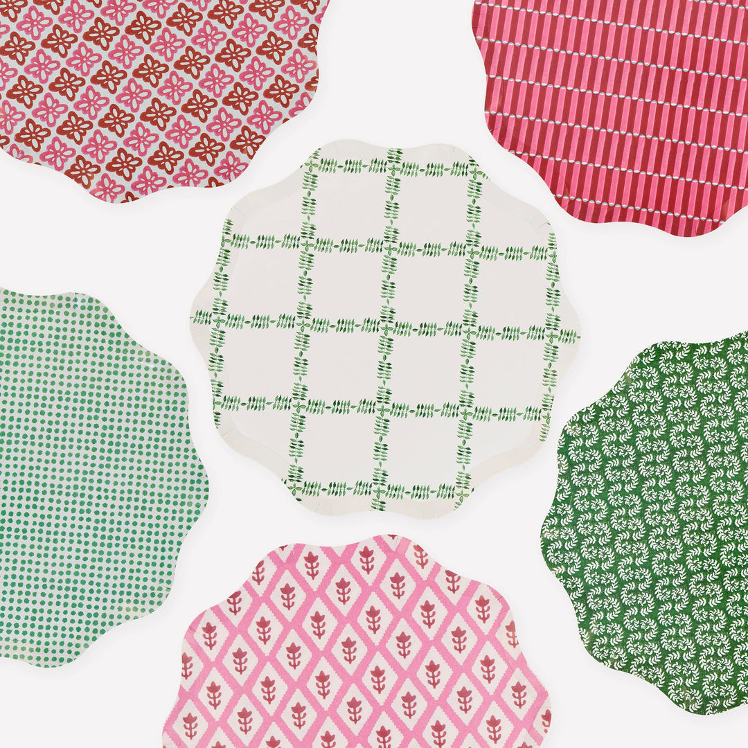 Meri Meri x Molly Mahon Red &amp; Green Large Christmas Party Plates x 8 | Meri Meri Christmas party plates Meri Meri x Molly Mahon Red &amp; Green Large Christmas Party Plates x 8