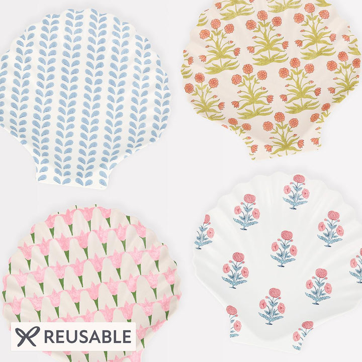 Meri Meri x Molly Mahon Reusable Shell Party Plates x 4 | Meri Meri party plates Meri Meri x Molly Mahon Reusable Shell Party Plates x 4