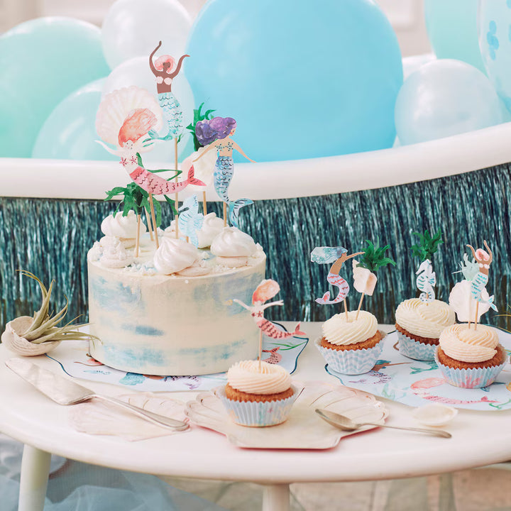 Mermaid Cake Toppers x 7 - Meri Meri Mermaid Party UK Cake Decorating Supplies Mermaid Cake Toppers x 7
