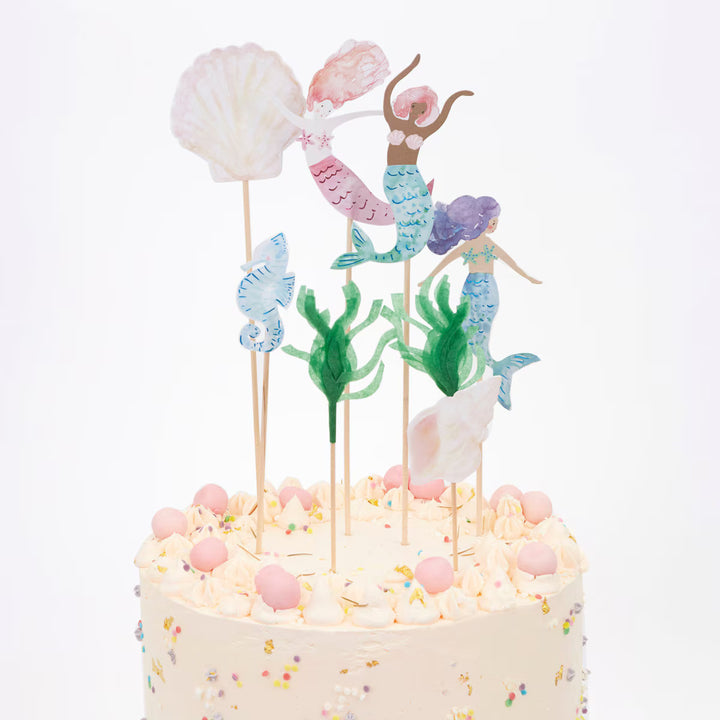 Mermaid Cake Toppers x 7 - Meri Meri Mermaid Party UK Cake Decorating Supplies Mermaid Cake Toppers x 7