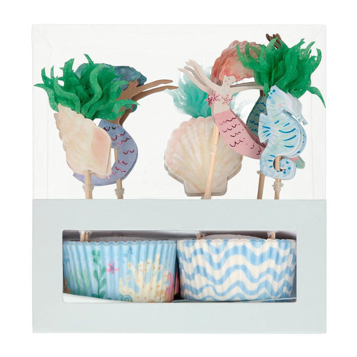 Mermaid Cupcake Kit x 24 | Meri Meri Mermaid Party Cake Decorating Supplies Mermaid Cupcake Kit x 24 Toppers
