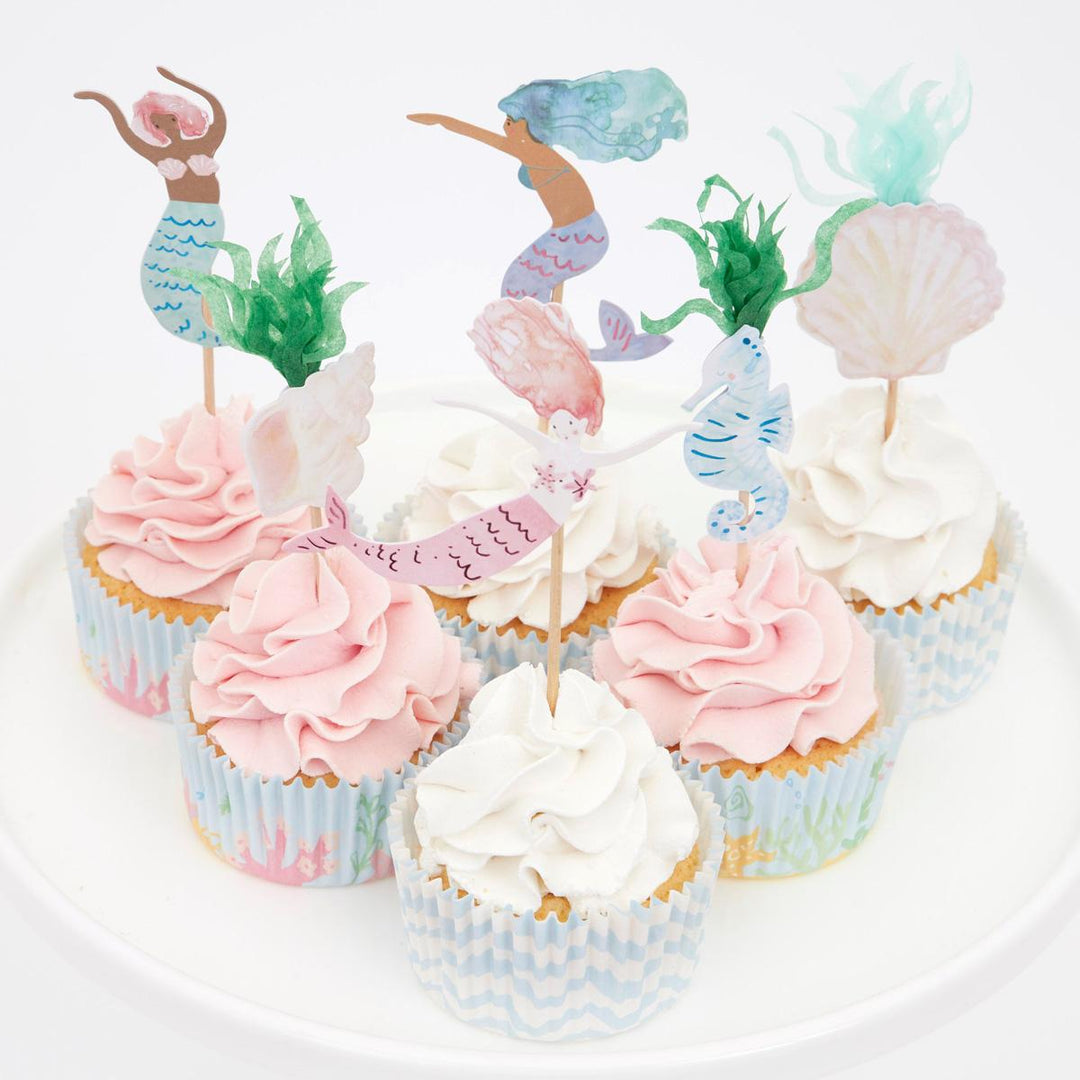 Mermaid Cupcake Kit x 24 | Meri Meri Mermaid Party Cake Decorating Supplies Mermaid Cupcake Kit x 24 Toppers