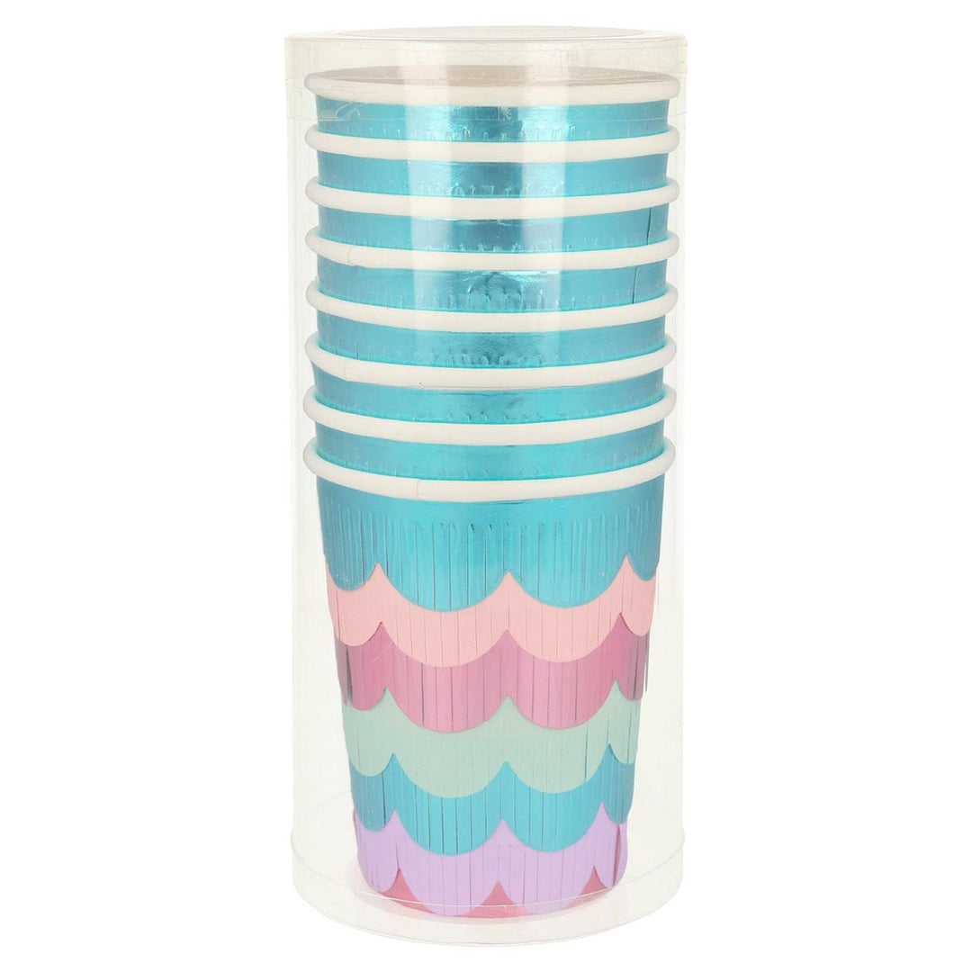 Mermaid Scalloped Fringe Party Cups x 8 | Meri Meri Mermaid Party party cups Mermaid Scalloped Fringe Party Cups x 8