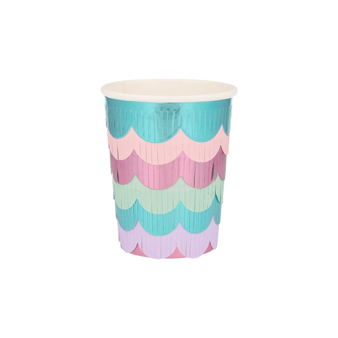 Mermaid Scalloped Fringe Party Cups x 8 | Meri Meri Mermaid Party party cups Mermaid Scalloped Fringe Party Cups x 8
