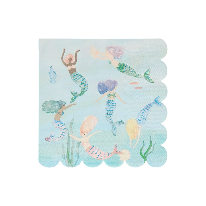 Mermaid Swimming Party Napkins x 16 - Meri Meri Mermaid Party Paper Napkins Mermaid Swimming Party Napkins x 16