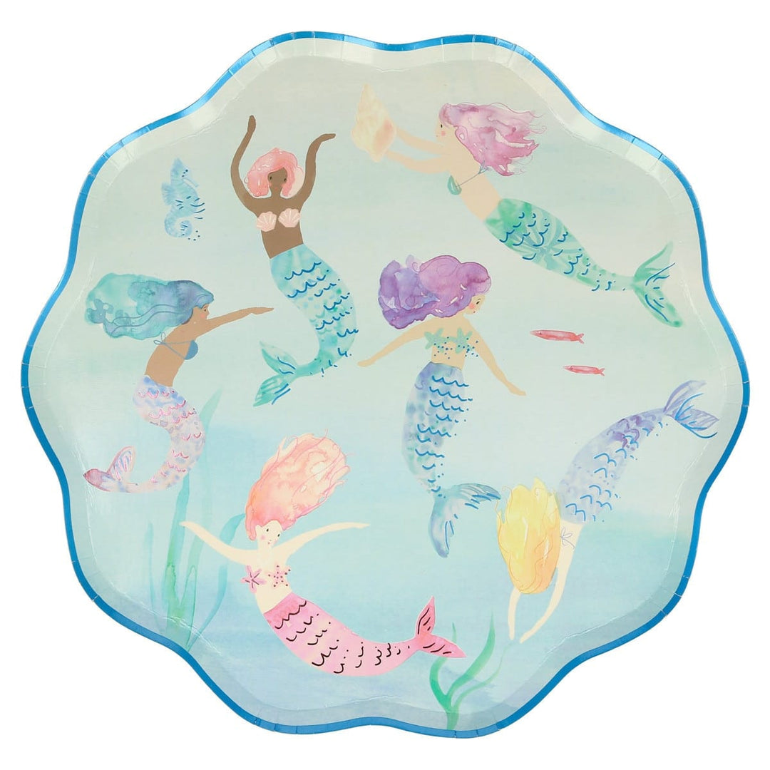 Mermaid Swimming Party Plates x 8 - Meri Meri Mermaid Party Disposable Plates Mermaid Swimming Party Plates x 8