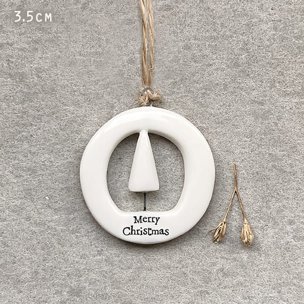 Merry Christmas Cut Out Porcelain Tree Decoration | East of India Christmas Decoration East of India Cut Out Porcelain Christmas Tree Decoration - Merry Christmas