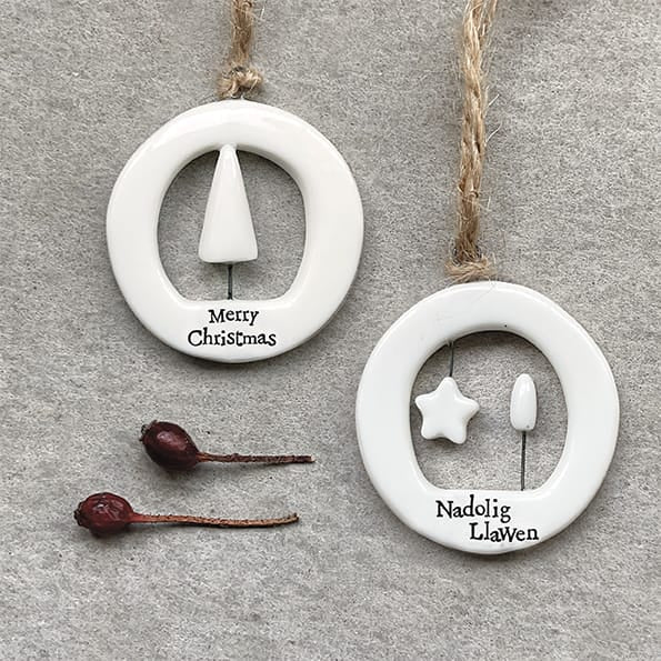 Merry Christmas Cut Out Porcelain Tree Decoration | East of India Christmas Decoration East of India Cut Out Porcelain Christmas Tree Decoration - Merry Christmas