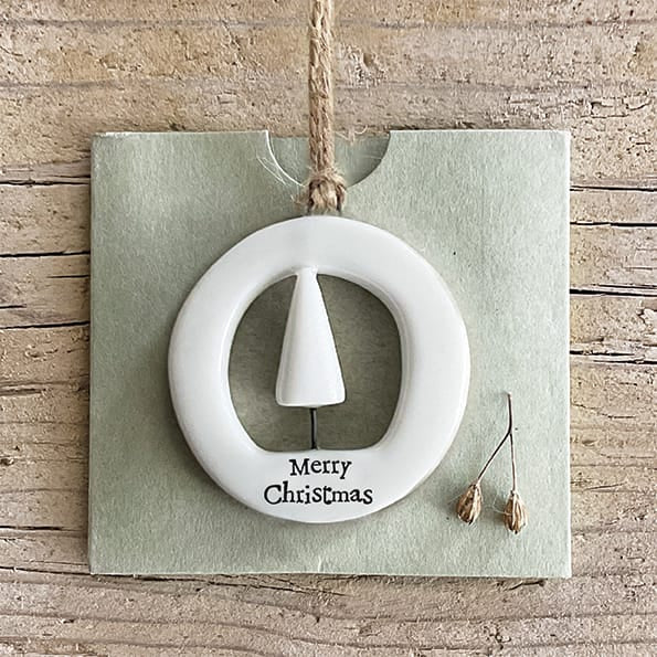 Merry Christmas Cut Out Porcelain Tree Decoration | East of India Christmas Decoration East of India Cut Out Porcelain Christmas Tree Decoration - Merry Christmas