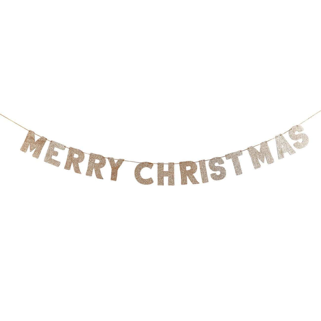 Bunting Merry Christmas Gold Glitter Bunting