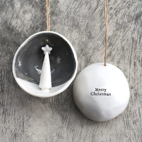 Merry Christmas Half Porcelain Bauble | East of India Bauble East of India Half Porcelain Bauble - Merry Christmas
