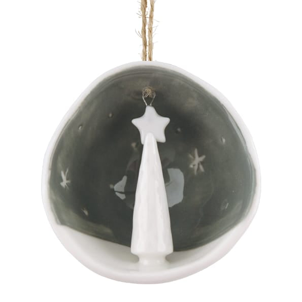 Merry Christmas Half Porcelain Bauble | East of India Bauble East of India Half Porcelain Bauble - Merry Christmas