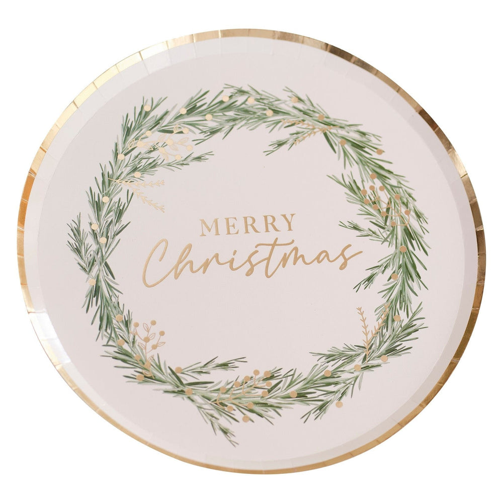 party plates Merry Christmas Paper Party Plates x 8