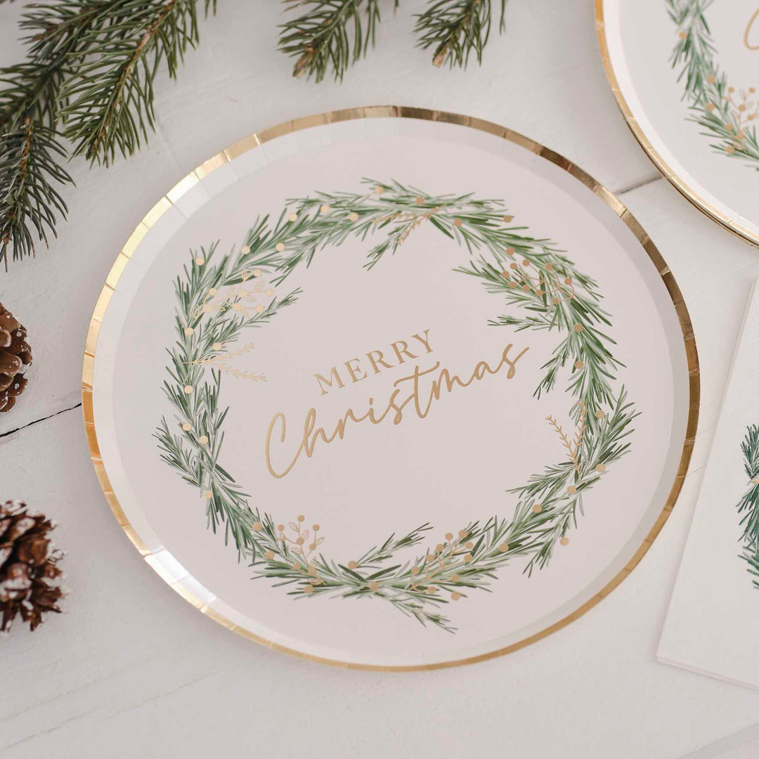 party plates Merry Christmas Paper Party Plates x 8