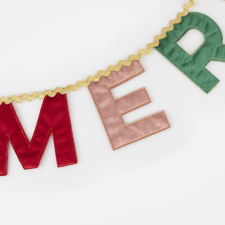 Merry Christmas Velvet Pennant Garland | Meri Meri Christmas Garlands Bunting Merry Christmas Velvet Pennant Garland