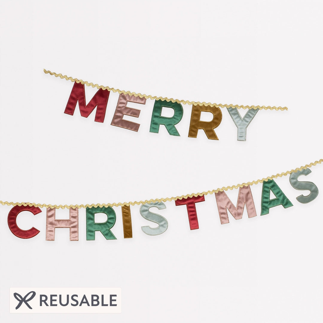Merry Christmas Velvet Pennant Garland | Meri Meri Christmas Garlands Bunting Merry Christmas Velvet Pennant Garland