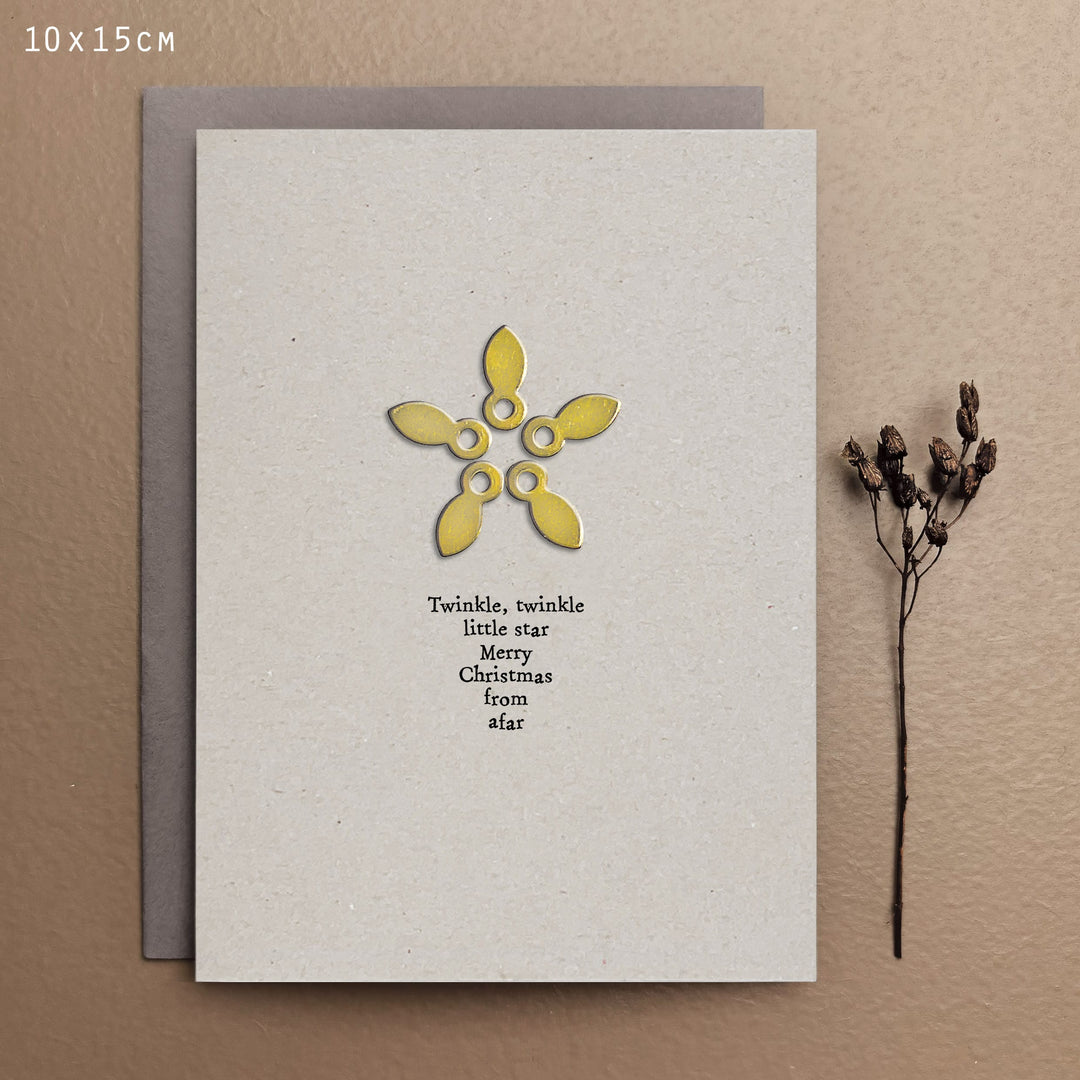 Metal Star Greetings Card, Twinkle Twinkle | East of India Greetings Card East of India Metal Star Greetings Card - Twinkle, Twinkle