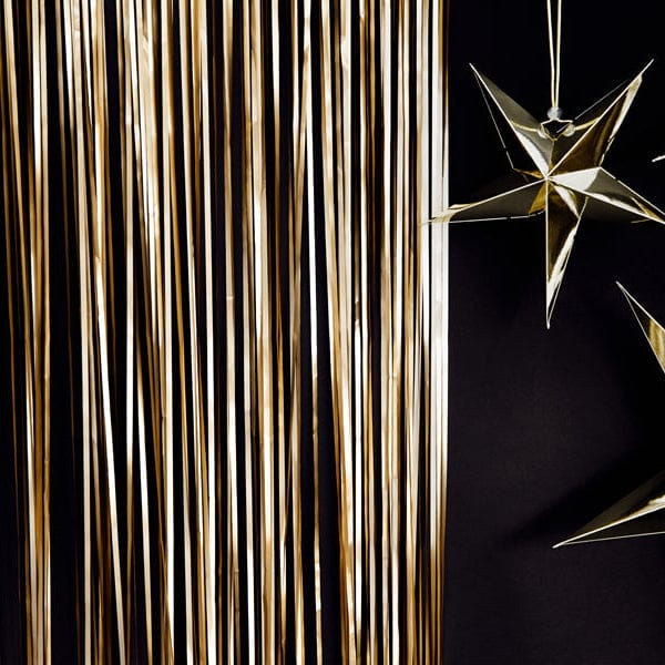 Metallic Gold Party Curtain - 2.5m/8ft Hanging Decoration Metallic Gold Party Curtain - 2.5m/8ft