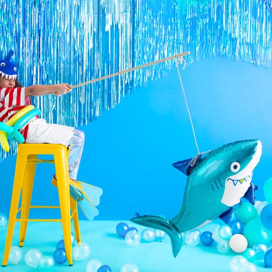 Metallic Light Blue Party Curtain - 2.5m/8ft Hanging Decoration Metallic Light Blue Party Curtain - 2.5m/8ft