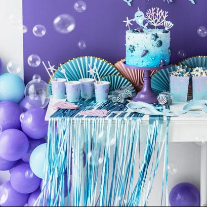 Metallic Light Blue Party Curtain - 2.5m/8ft Hanging Decoration Metallic Light Blue Party Curtain - 2.5m/8ft