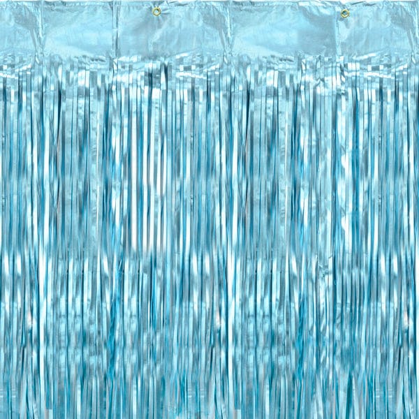 Metallic Light Blue Party Curtain - 2.5m/8ft Hanging Decoration Metallic Light Blue Party Curtain - 2.5m/8ft