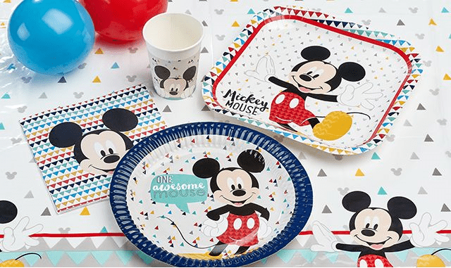 cake stand Mickey Mouse Party Large Paper Plates x 4