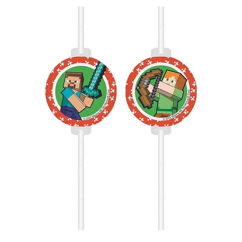 Minecraft Party Drinking Straws x 4 - Minecraft Party Supplies Drinking Straws & Stirrers Minecraft Party Drinking Straws x 4
