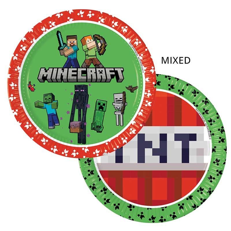 Minecraft Party Large Paper Plates x 8 - Minecraft Party Supplies party plates Minecraft Party Large Paper Plates x 8