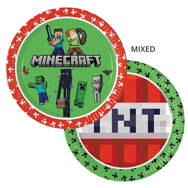 Minecraft Party Large Paper Plates x 8 - Minecraft Party Supplies party plates Minecraft Party Large Paper Plates x 8