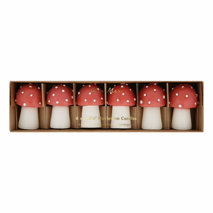 Mini Mushroom Christmas Candles x 6 | Meri Meri Christmas Candles Candle Mini Mushroom Christmas Candles x 6