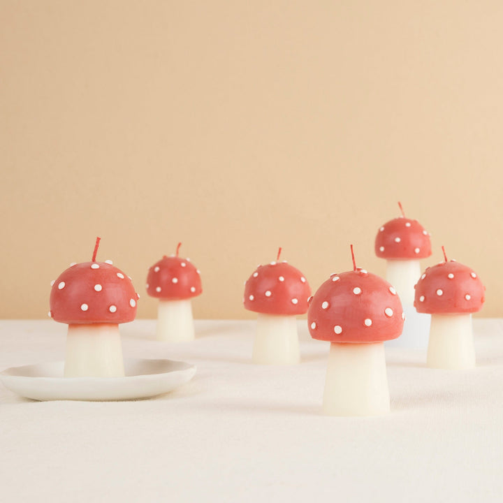 Mini Mushroom Christmas Candles x 6 | Meri Meri Christmas Candles Candle Mini Mushroom Christmas Candles x 6