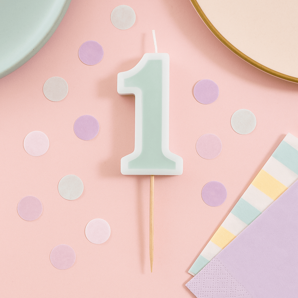 Mint Green Number 1 candle - Birthday cake candles Birthday Candles Mint Green Number 1 candle
