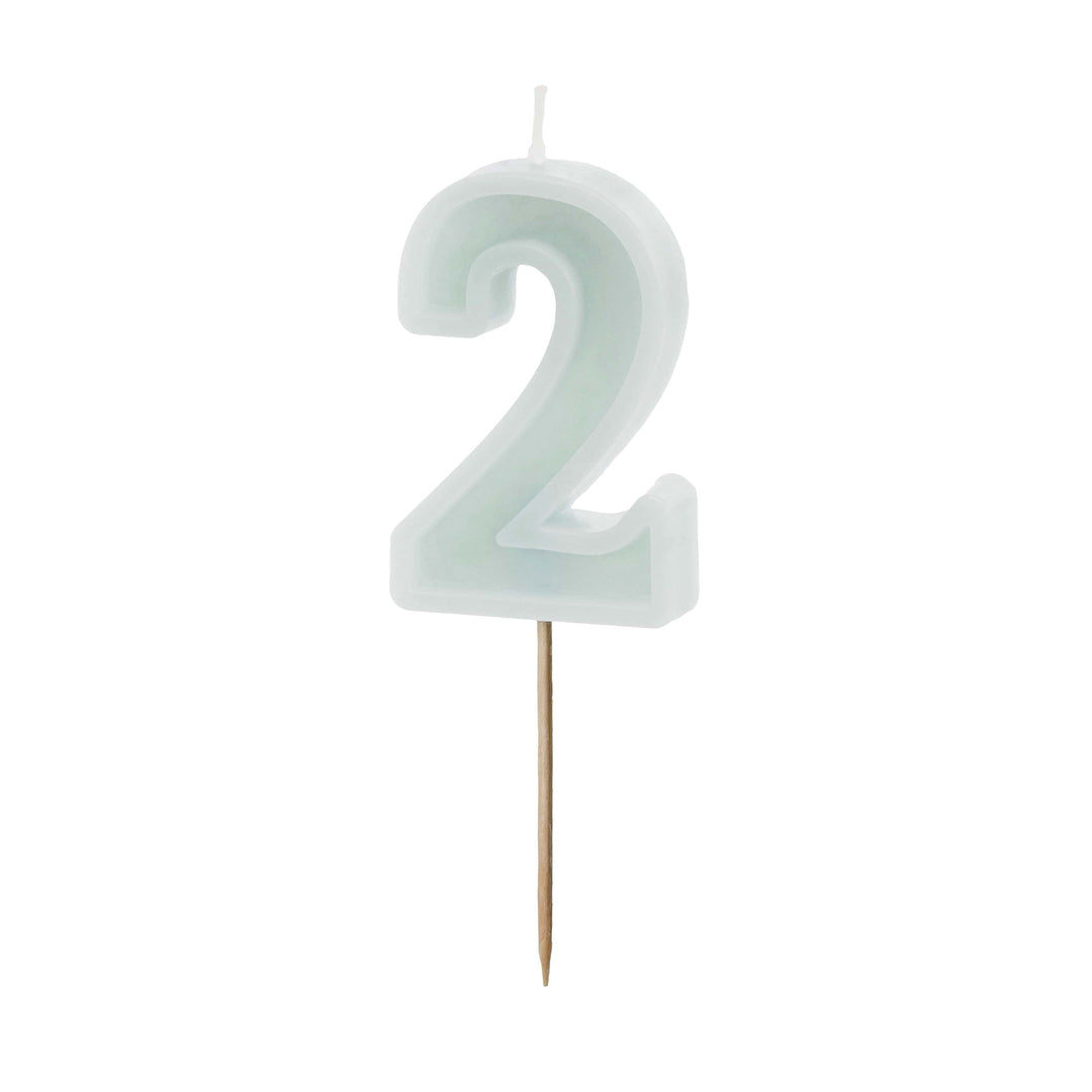 Mint Green Number 2 candle - Birthday cake candles Birthday Candles Mint Green Number 2 candle