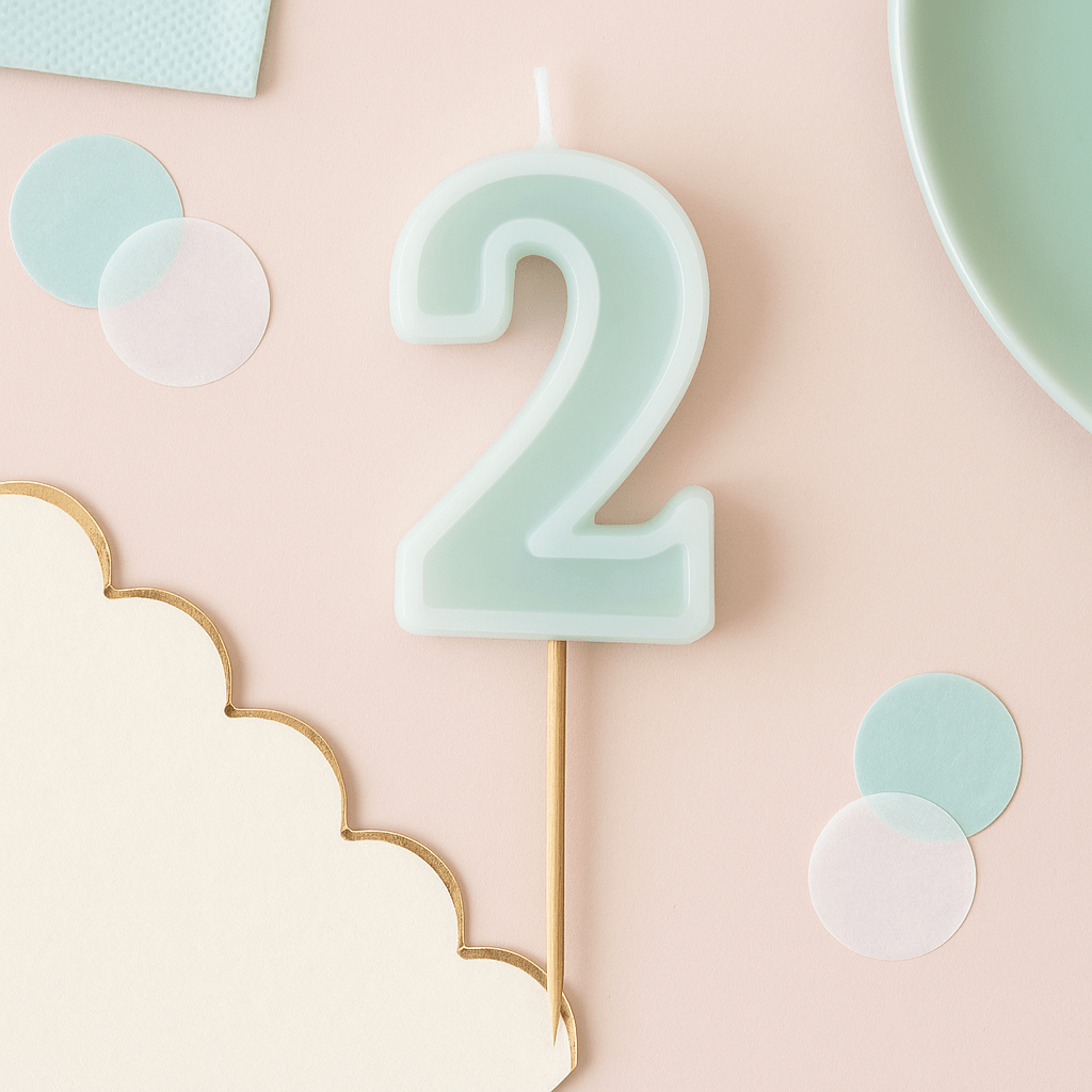 Mint Green Number 2 candle - Birthday cake candles Birthday Candles Mint Green Number 2 candle