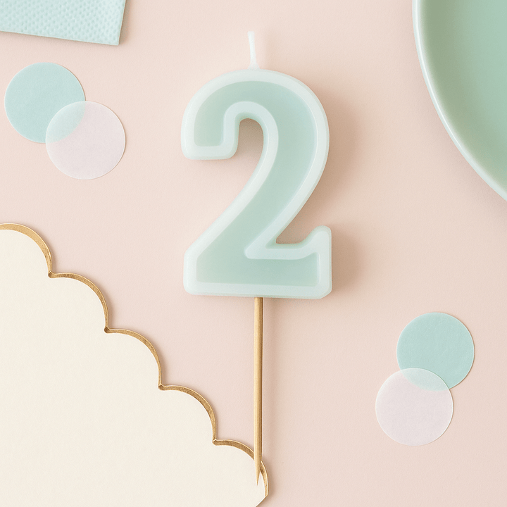 Mint Green Number 2 candle - Birthday cake candles Birthday Candles Mint Green Number 2 candle