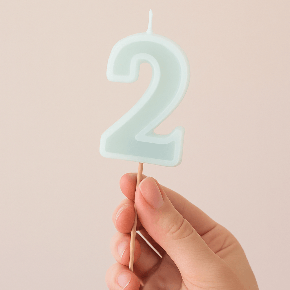 Mint Green Number 2 candle - Birthday cake candles Birthday Candles Mint Green Number 2 candle