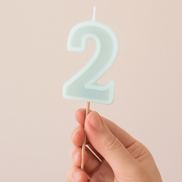 Mint Green Number 2 candle - Birthday cake candles Birthday Candles Mint Green Number 2 candle