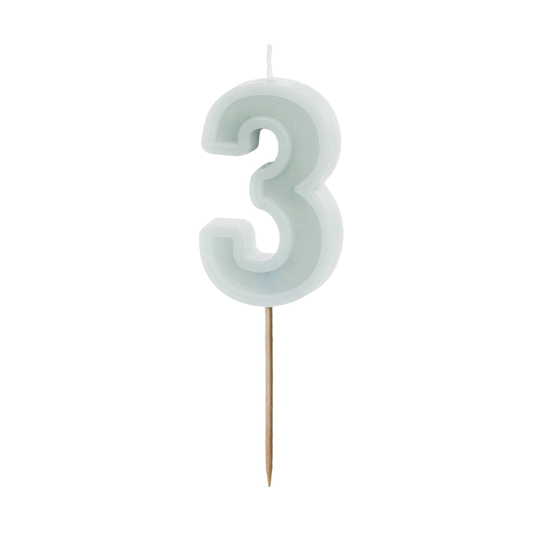 Mint Green Number 3 candle - Birthday cake candles Birthday Candles Mint Green Number 3 candle