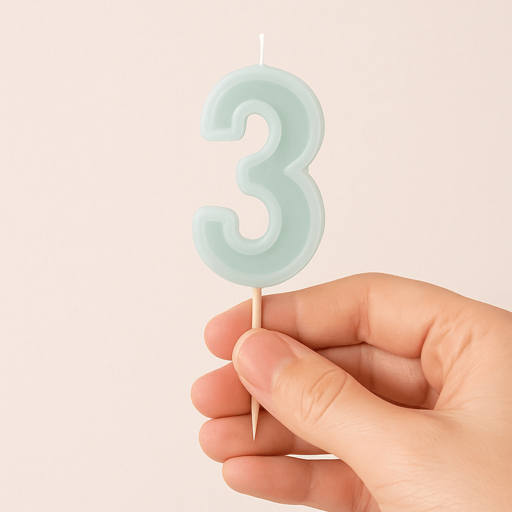 Mint Green Number 3 candle - Birthday cake candles Birthday Candles Mint Green Number 3 candle