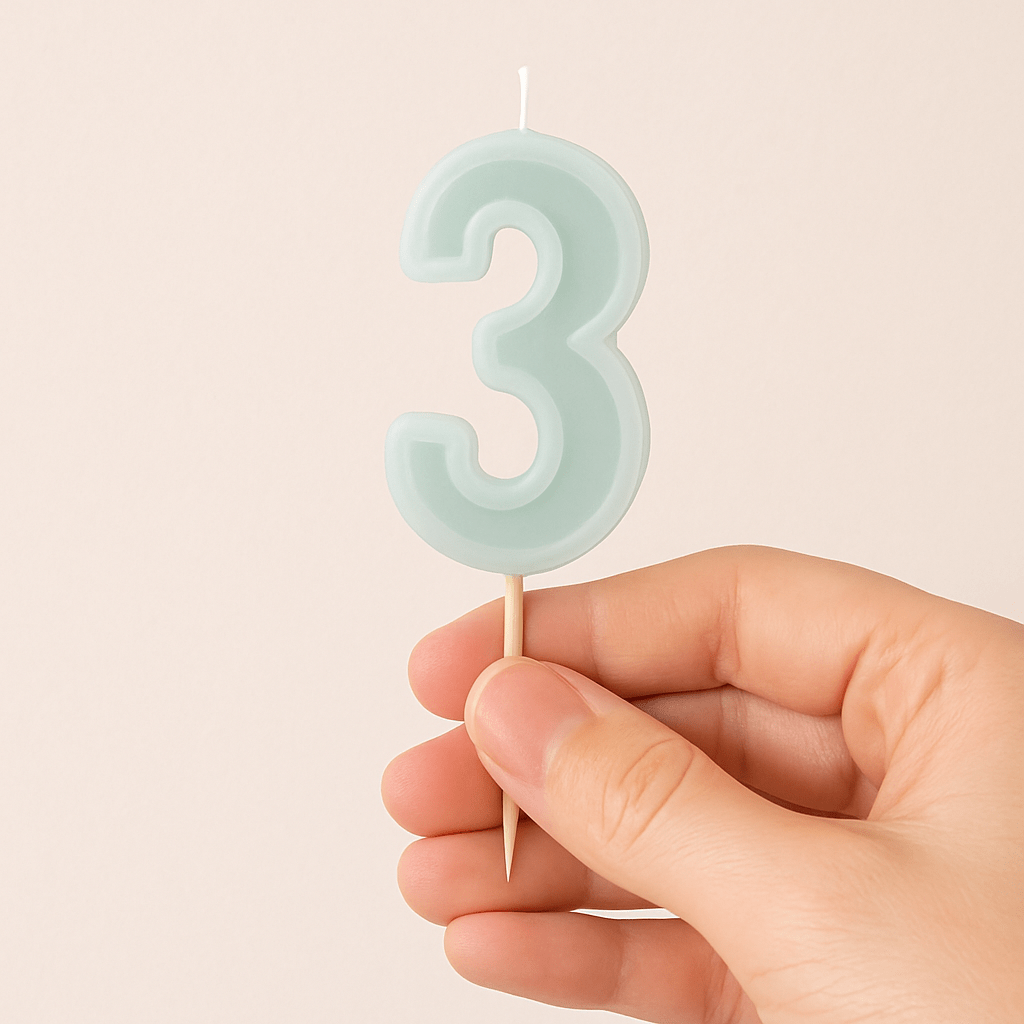 Mint Green Number 3 candle - Birthday cake candles Birthday Candles Mint Green Number 3 candle