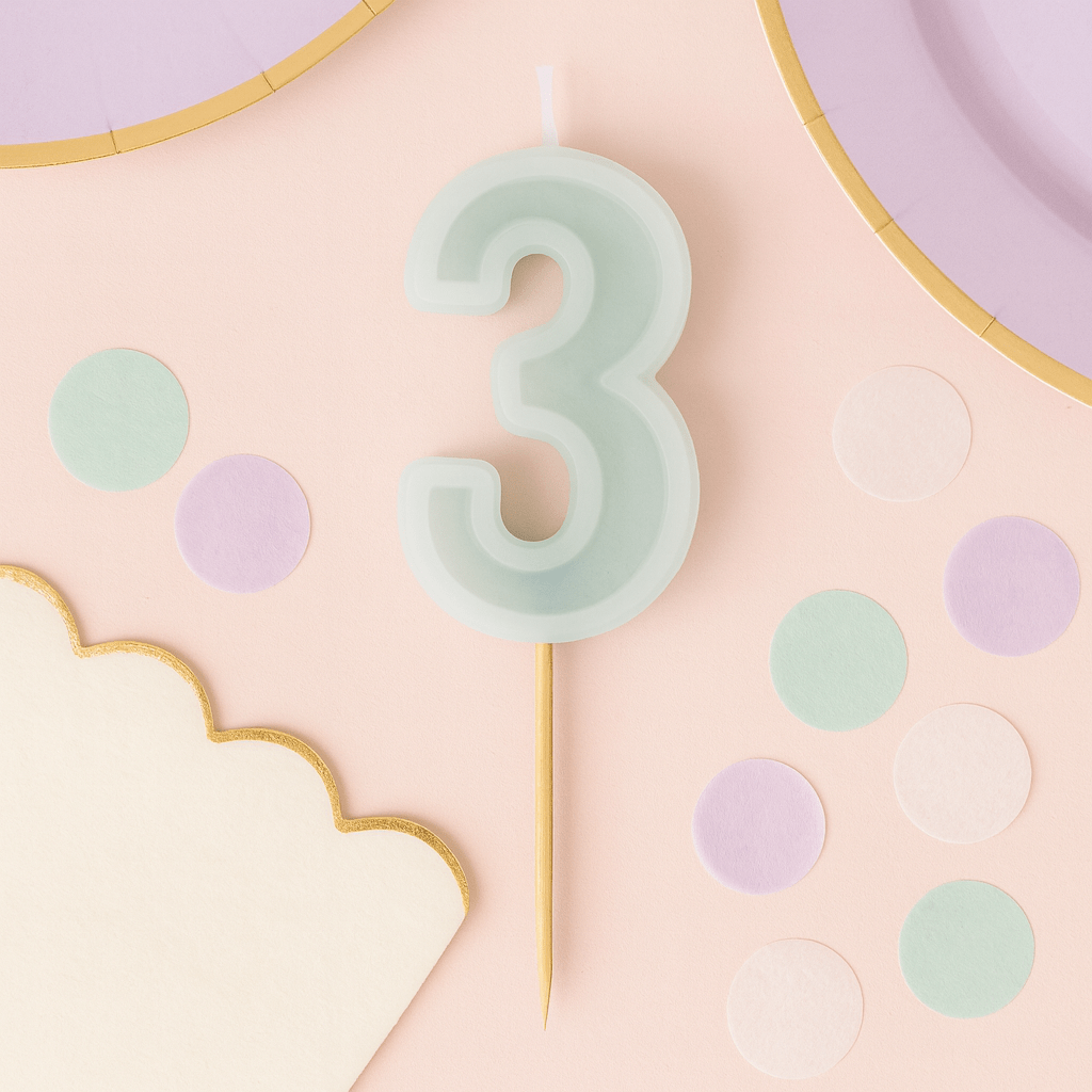 Mint Green Number 3 candle - Birthday cake candles Birthday Candles Mint Green Number 3 candle