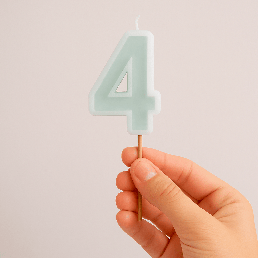 Mint Green Number 4 candle - Birthday cake candles Birthday Candles Mint Green Number 4 Candle