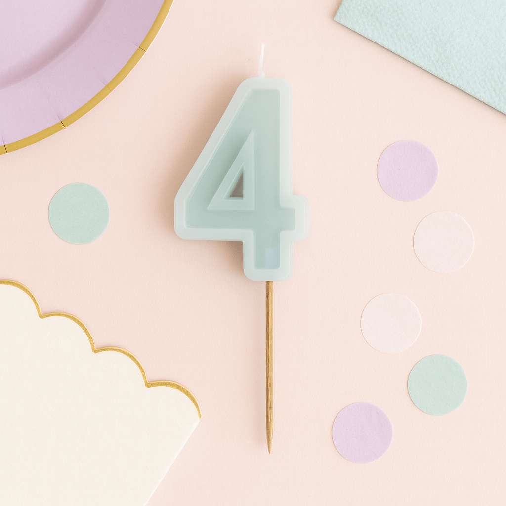 Mint Green Number 4 candle - Birthday cake candles Birthday Candles Mint Green Number 4 Candle