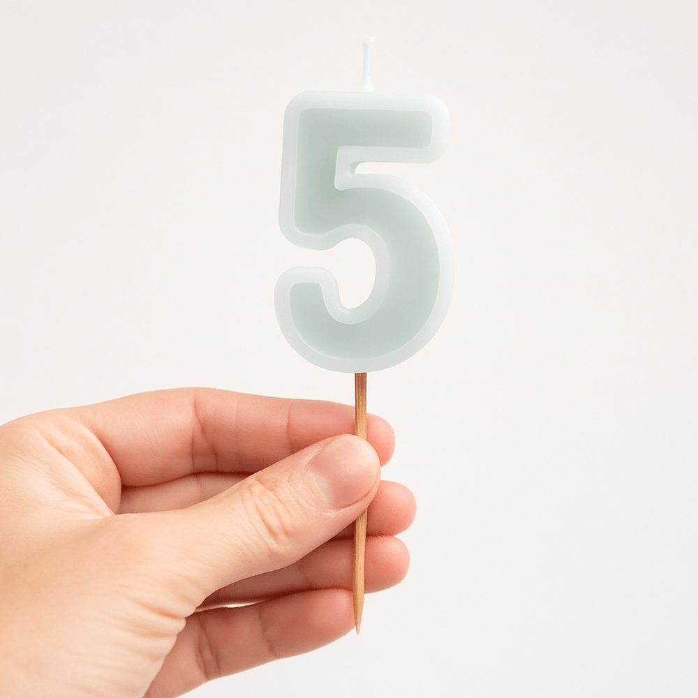 Mint Green Number 5 candle - Birthday cake candles Birthday Candles Mint Green Number 5 candle