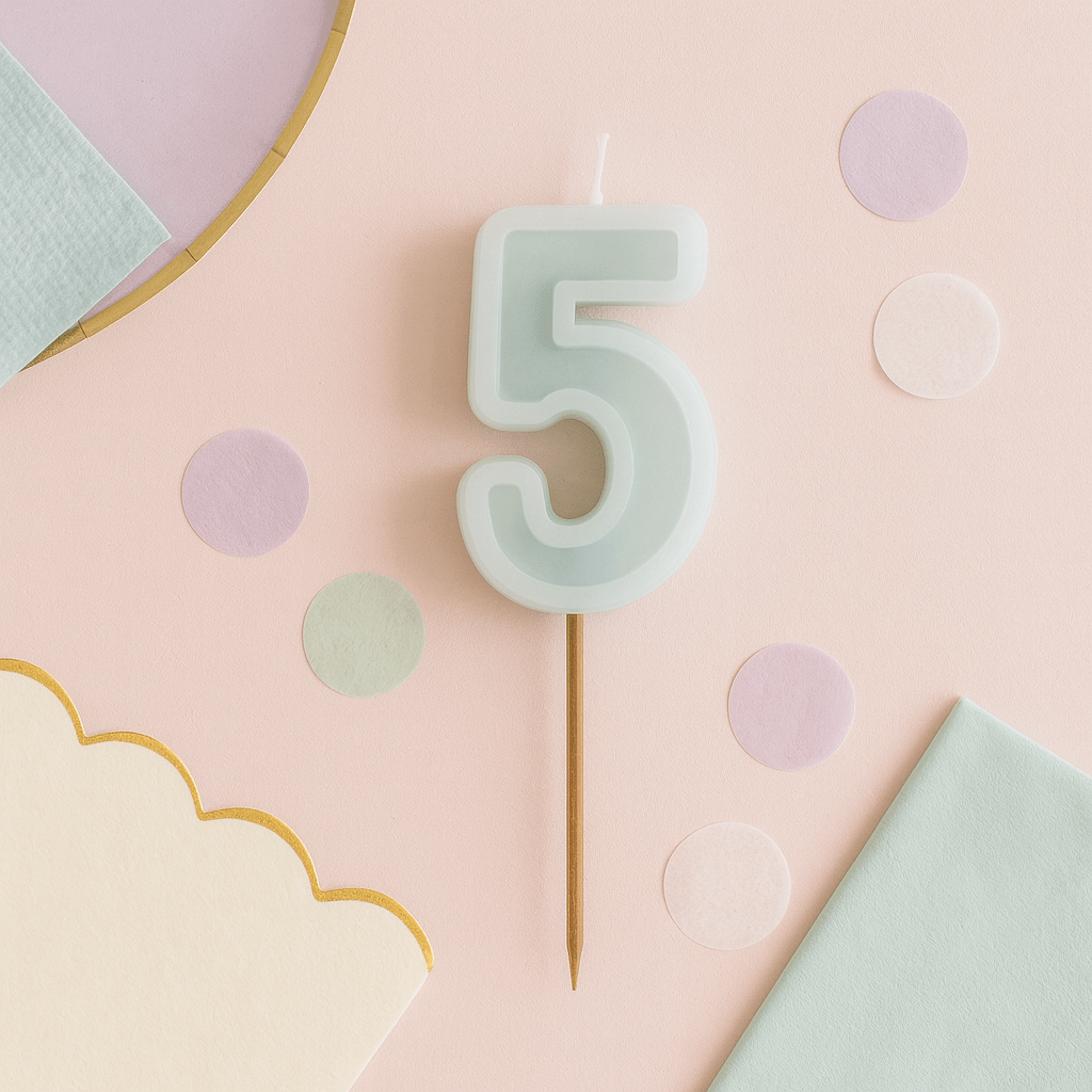 Mint Green Number 5 candle - Birthday cake candles Birthday Candles Mint Green Number 5 candle
