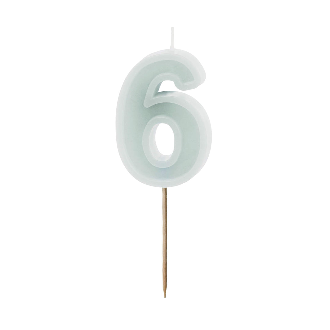 Mint Green Number 6 candle - Birthday cake candles Birthday Candles Mint Green Number 6 candle